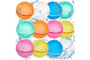 yohica 12 PCS Reusable Water Balloons Water Balls,Bbiodegradable Water Balloons,Soft Silicone Water Balloons Self Sealing Quick Fill Summer Games for Kids Outside,Summer Fun Party Gift