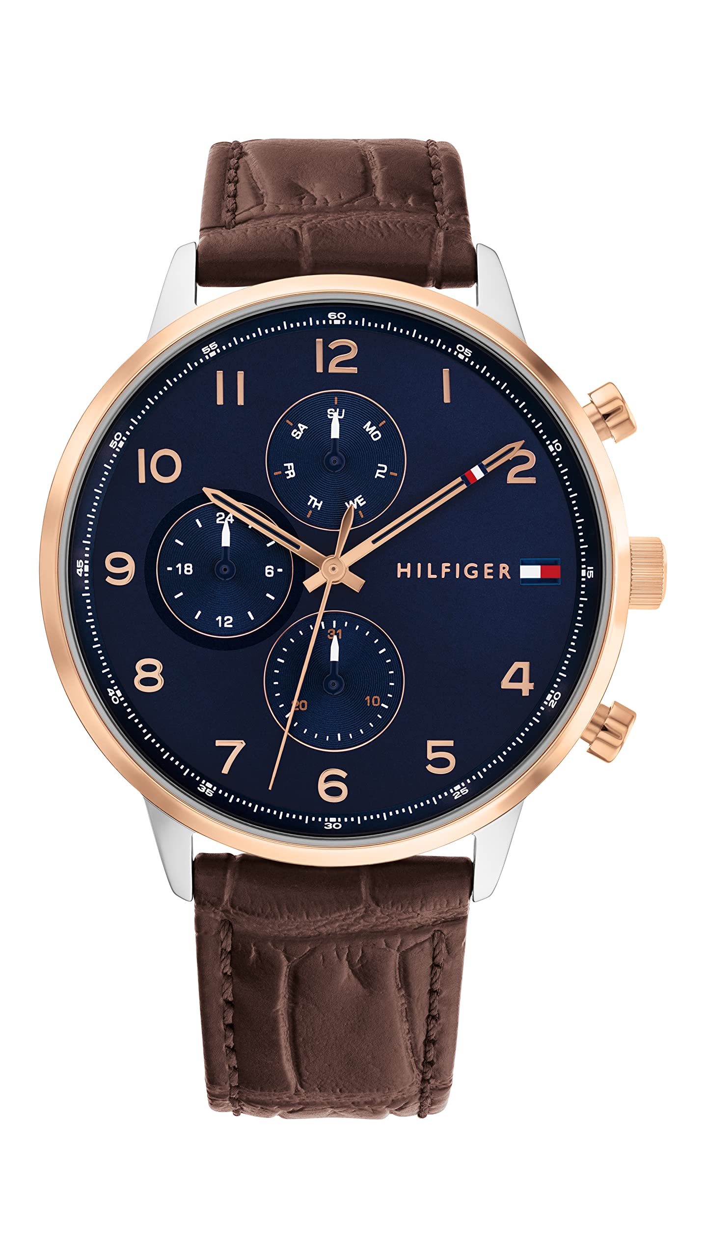 Tommy Hilfiger Analogue Multifunction Quartz Watch for Men with Brown Leather Strap - 1791987