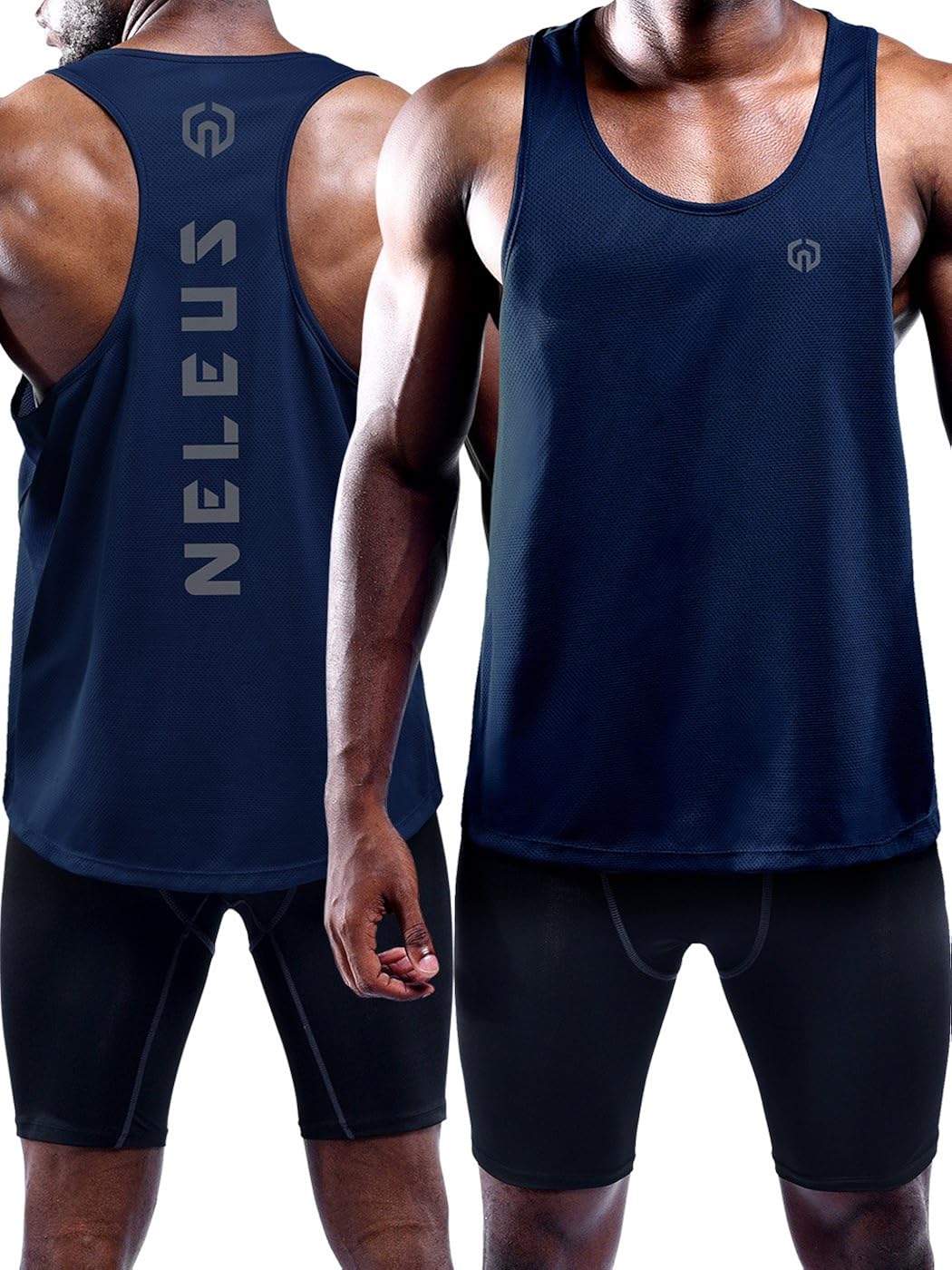 Neleus Men's 3 Pack Dry Fit Y-Back Muscle Tank Top: Clothing