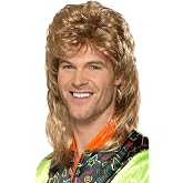 Smiffys Mullet Wig for Men &ndash; 80s Brown Wig with Blonde Highlights, One Size, Great for Costume Parties, Retro Events &amp; Gags