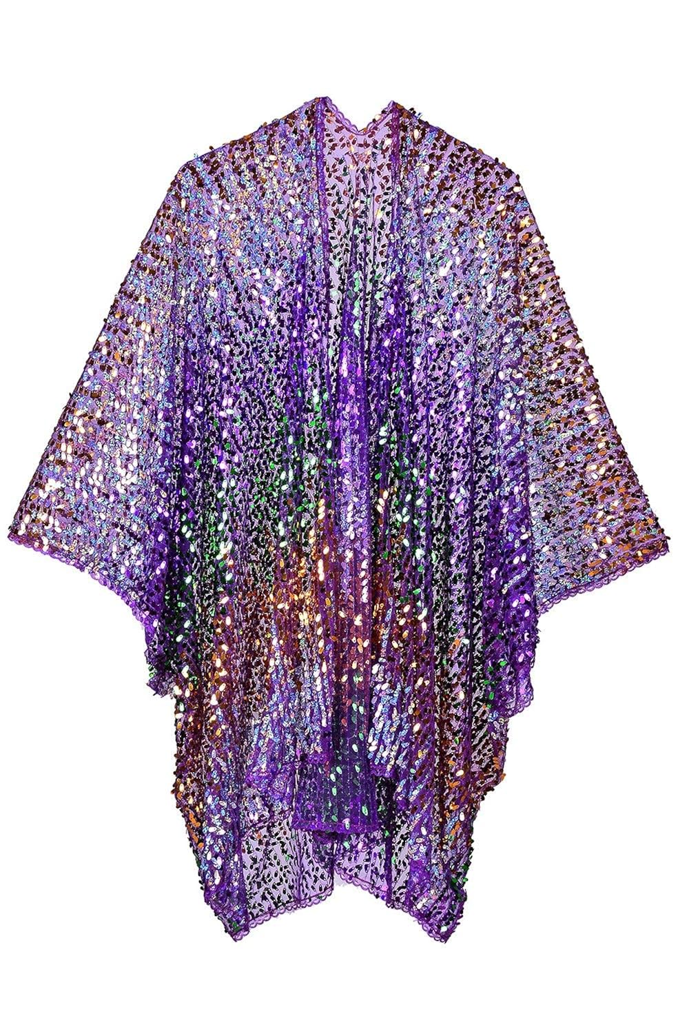Buy The LUMi Shop Multicolor Sequin Kimono Colorful CoverUp Wrap