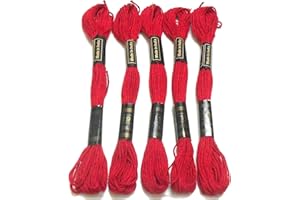 Goelx Skein Embroidery Thread Floss/Jewelry Making Craft Thread Pack of 25 Skeins - Red