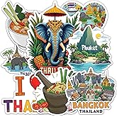 Thailand Sticker 8 Pcs (Large Size) Vinyl Stickers Laptop Waterproof Decal for Car Bumper Water Bottle Notebook Luggage Window Party Birthday Decorations - Size 4 Inches