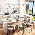 DMAITH 20"-99" White Extendable Dining Table with Storage for 2-10 People, Modern Modular Extension Table, Space-Saving Extra Long Folding Dining Table, Multifunctional Conference Meeting Table