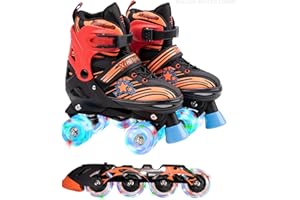 XINO SPORTS 2 in 1 Combo, Kids Roller Skates | Inline Skates - Interchangeable LED Light Up Skates for Kids Ages 6-12, Teens & Adults, Inline Skates for Girls and Boys, Adjustable Roller Skates Blades