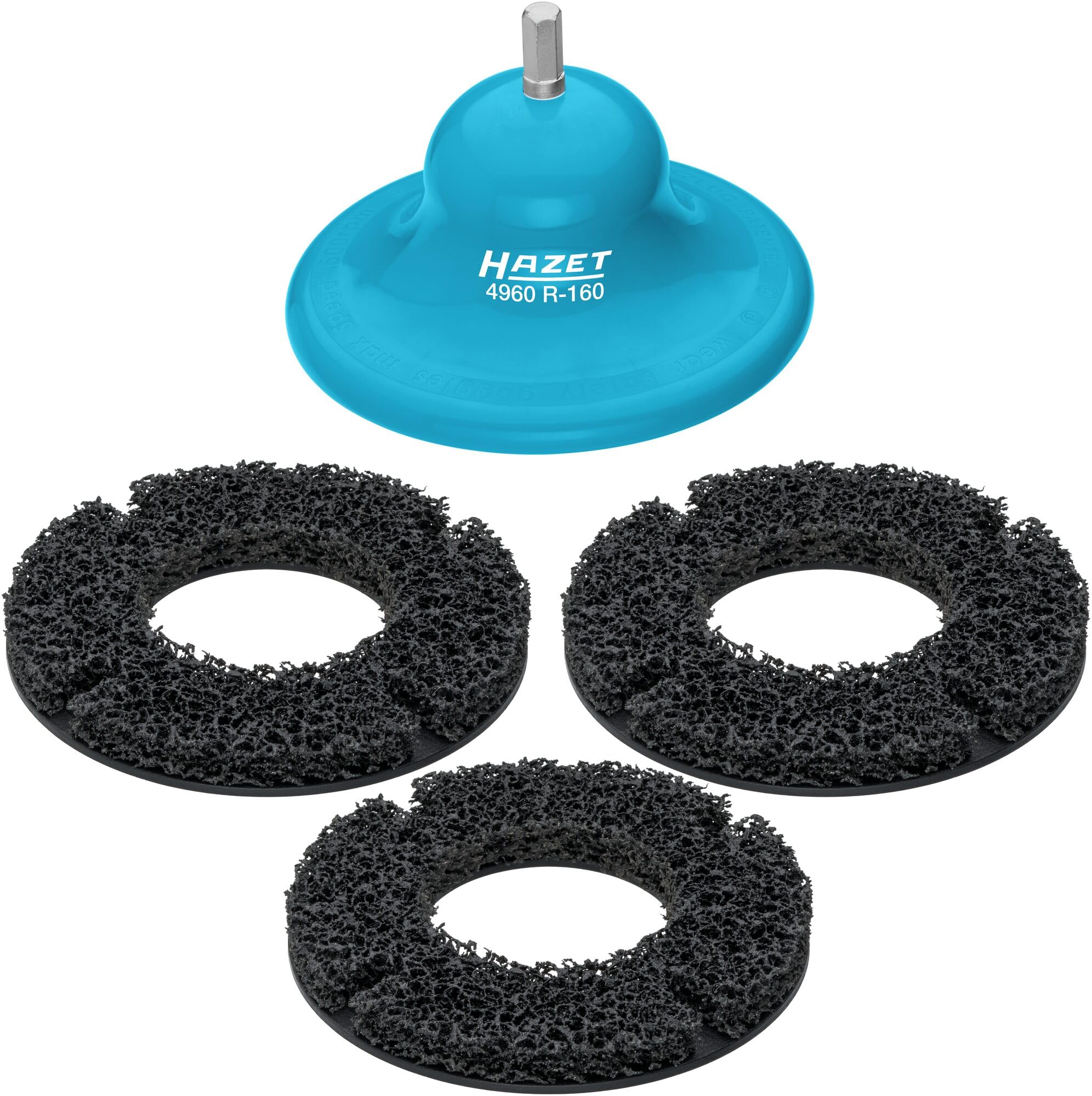 HAZET Wheel Hub Grinder 4960R-160/4 | Set of 4 | for Wheel Hubs up to 160 mm Diameter | Approx. 100 Vehicles per Disc | Quick and Easy Cleaning of Wheel Hubs and Brake Discs