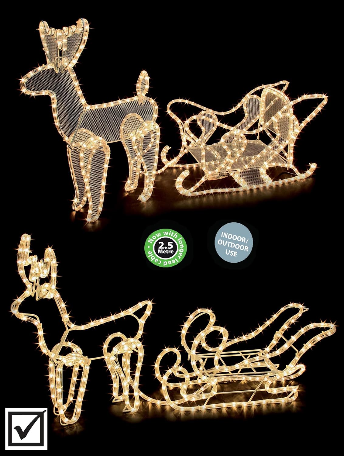 Reindeer with Sleigh Rope Light Selection (Reindeer with Sleigh