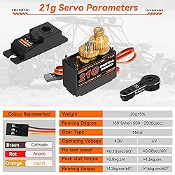 Miuzei 21G Micro Servo Motor Metal Geared Mini