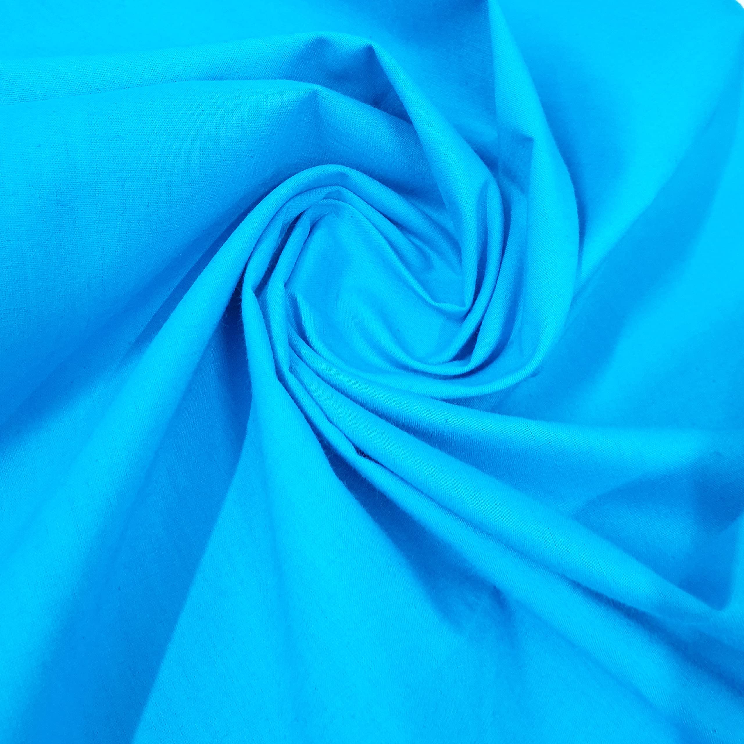 Plain 100% Cotton Egyptian Cambric Poplin Craft Soft Dress Material Fabric 44" (5 Meter, Turquoise)