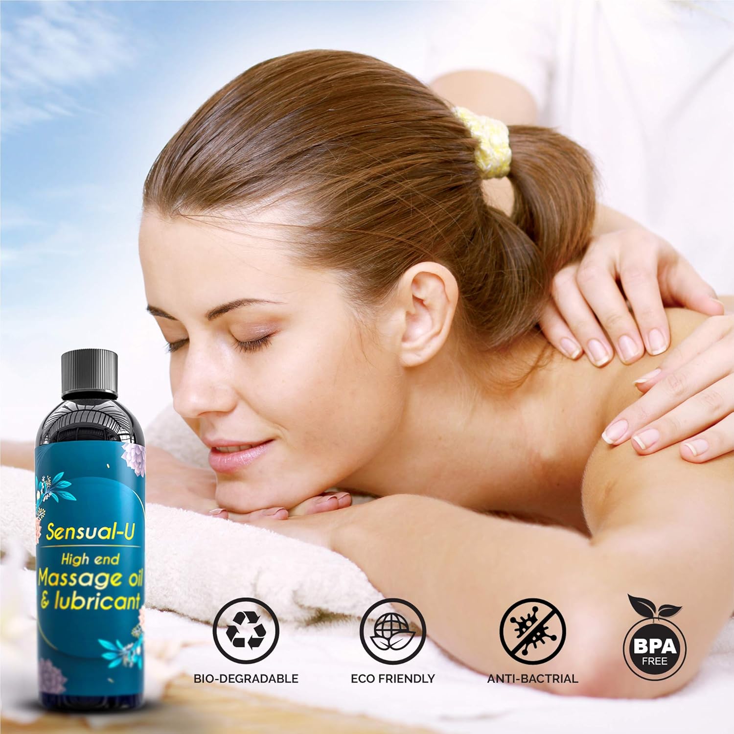 Sensual Massage Oil & lubricant with Relaxing Jasmine and clove oil for Men and Women – 100% Natural Hypoallergenic Skin Therapy with No Artificial or Added Ingredients - made by Sensual-U : Beauty