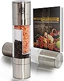 Salt and Pepper Grinder Set【2 in1】for Professional Chef | Best Stainless Steel Salt and Pepper Mill Grinder with Adjustable Coarseness | FREE Recipe eBook by Monster Kitchen