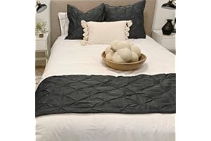KBC linen Bed Runner 100% Cotton 800 Thread Count Pinch Pleated Bed Runner Solid, Easy Care Decorative Bed Scarf, 1 Piece Pinch Pleated Bed Runner, King Size (102"X20") Dark Grey