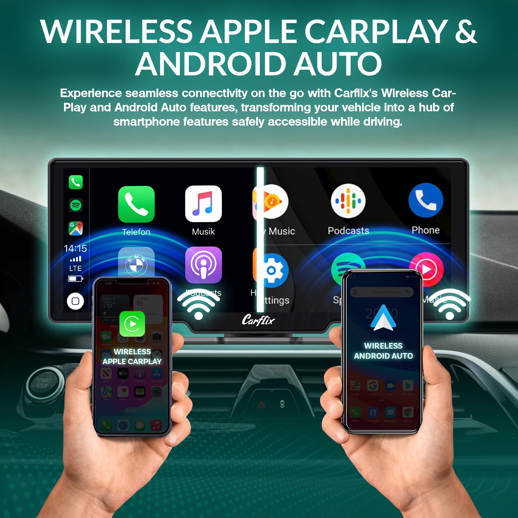 Mua Carflix Portable Wireless CarPlay Screen for Car - 10.26 Inch Car ...