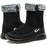 Aomigoct Winter Snow Boots for Women: Warm Comfortable Fur Lined Non-slip Mid Calf Booties Outdoor Walking