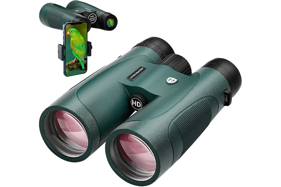 15x52 HD Binoculars for Adults High Powered with Upgraded Phone Adapter - Large View Binoculars with Clear Low Light Vision - Lightweight Waterproof Binocular for Bird Watching Travel Hunting Cruise