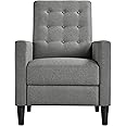 Yaheetech Fabric Recliner Chair Mid-Century Modern Recliner Adjustable Single Recliner Sofa with Thicker Seat Cushion Tufted Upholstered Sofa with Pocket Spring for Living Room Bedroom Gray