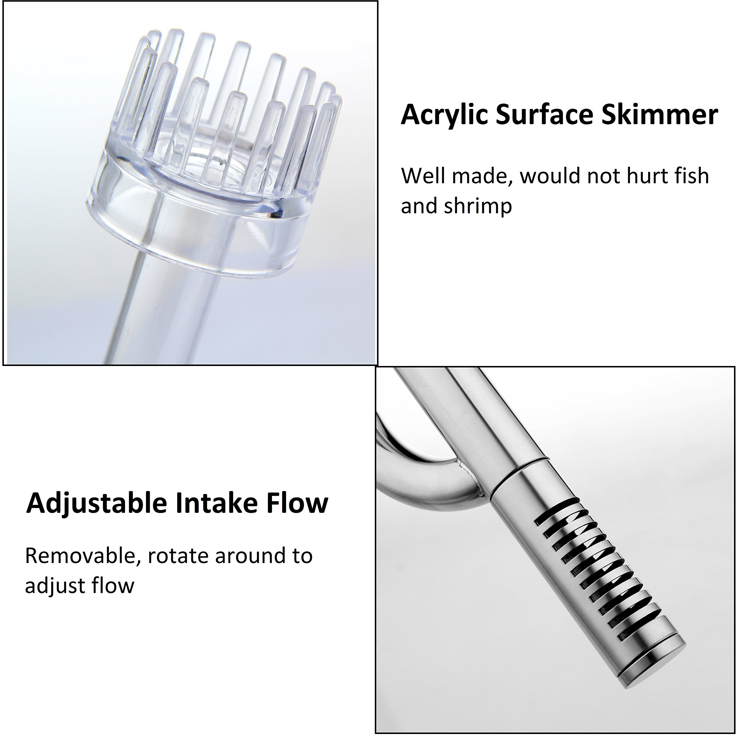 JARDLI Metal Lily Pipe Surface Skimmer Steel Stainless Inflow Outflow