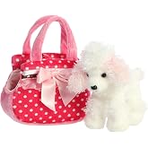Aurora Fancy Pals 7.5" Fancy Pink Polka Dot Fashionable Stuffed Animal | Removable plush pets paired with fashion-forward carriers