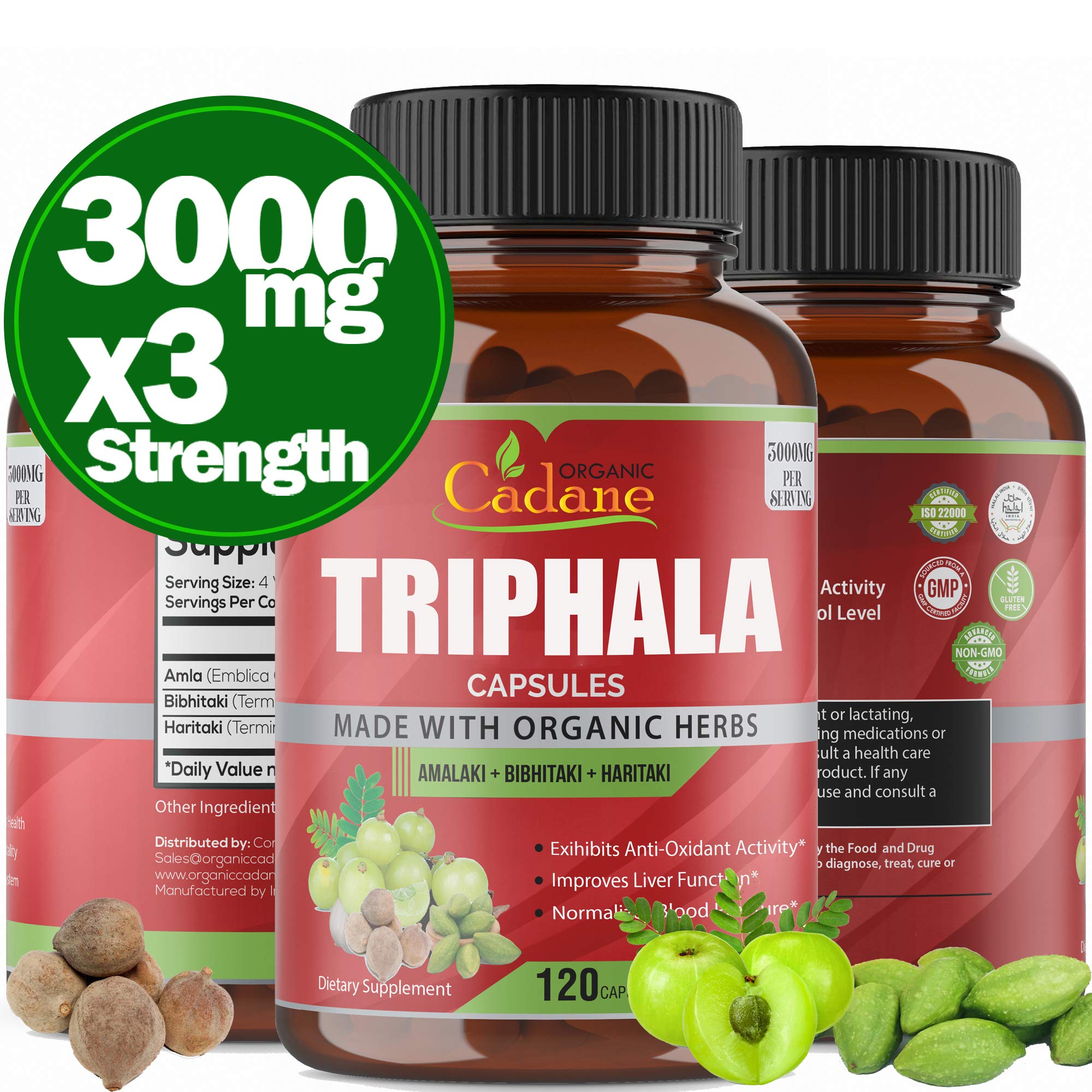Organic India Triphala (3 Fruit Powders) 3000mg, 120 Veggie Capsules