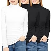 NY Threads Women's Long Sleeve Turtleneck Thermal Tops 3 Pack