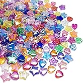 LIMAOLLY 400 PCS Acrylic Heart and Star Shape Beads AB Colorful Cute Beads Loose Spacer Beads for Jewelry Making DIY Bracelet Earring Necklace Key Chains (Mixed Color)