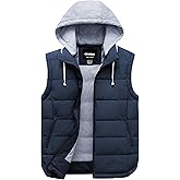 CTFASHION Men's Outdoor Winter Vest Outerwear Removable Hooded Padded Puffer Sleeveless Vest