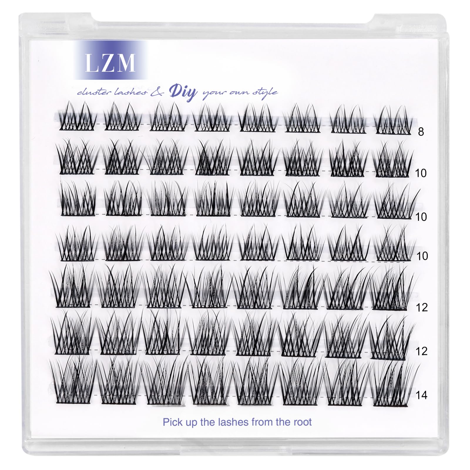 LZM Cluster Lashes 8-14mm Individual Eyelashes D Curl Individual Natural Reusable Lash Clusters Thin Band Natural Eyelashes (Wishes-D-Mix) — image 1