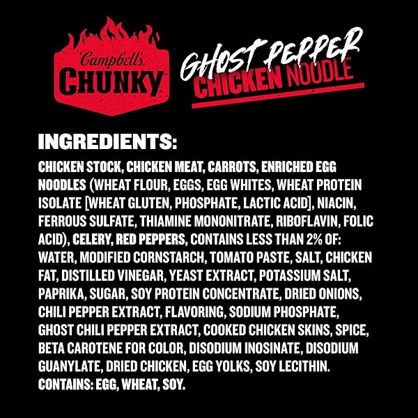 CAMPBELL’S CHUNKY GHOST PEPPER CHICKEN NOODLE SOUP, 18.6 OZ CAN