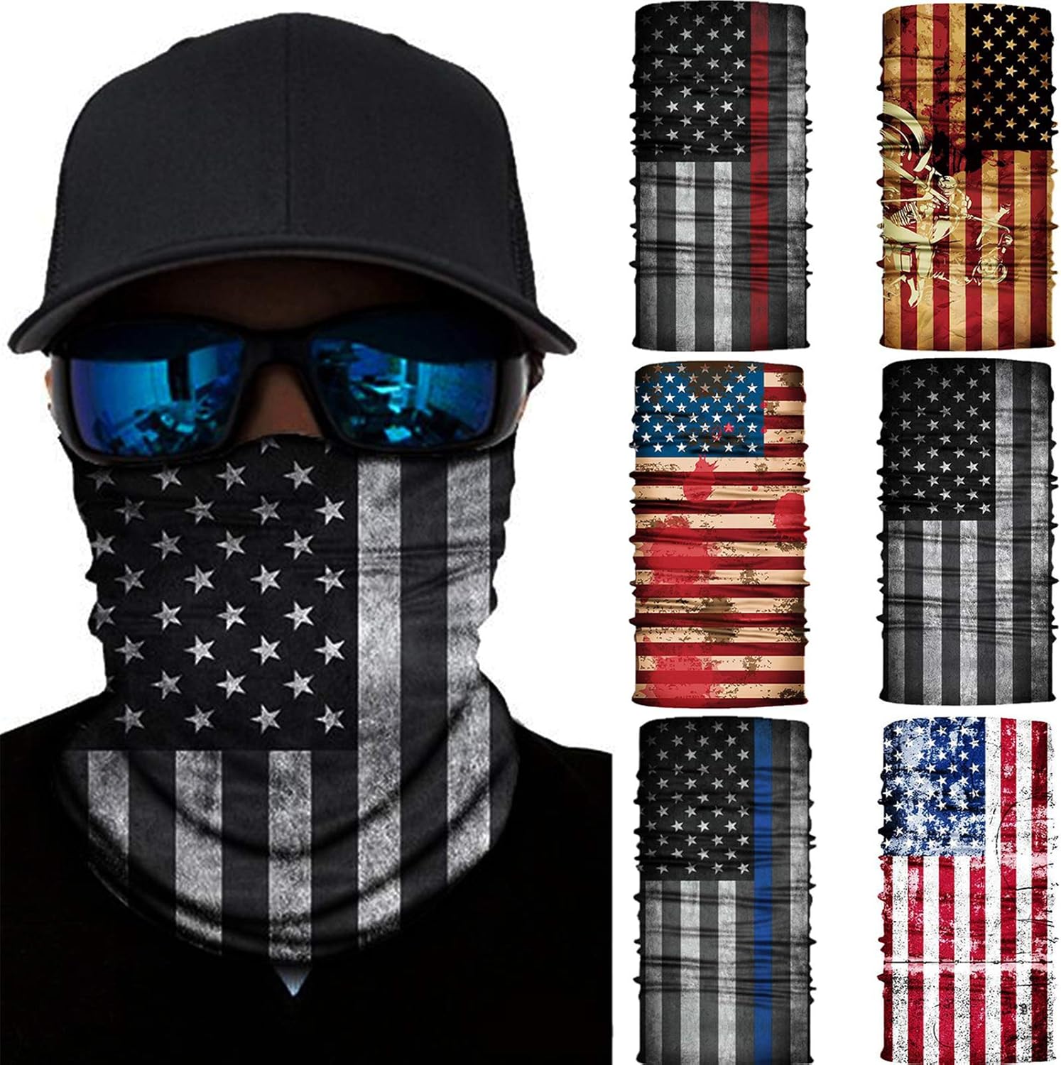 6 Pcs Bandana Face Mask Neck Gaiter, Scarf Headbands Balaclava Headwear Tube Windproof Seamless Face Cover: Clothing
