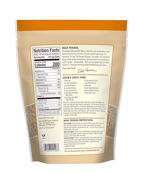 BOB’S RED MILL PEARL BARLEY, 30OZ (PACK OF 1) – NON GMO, VEGAN, KOSHER