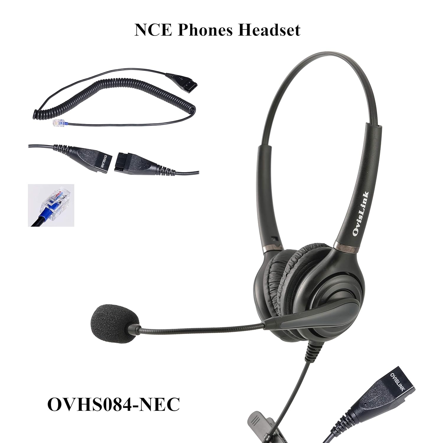 OvisLink Dual Ear NEC SL1100 headset | Noise Cancelling Microphone headset  compatible with all NEC telephones | RJ9 headset Quick Disconnect cord  included ...