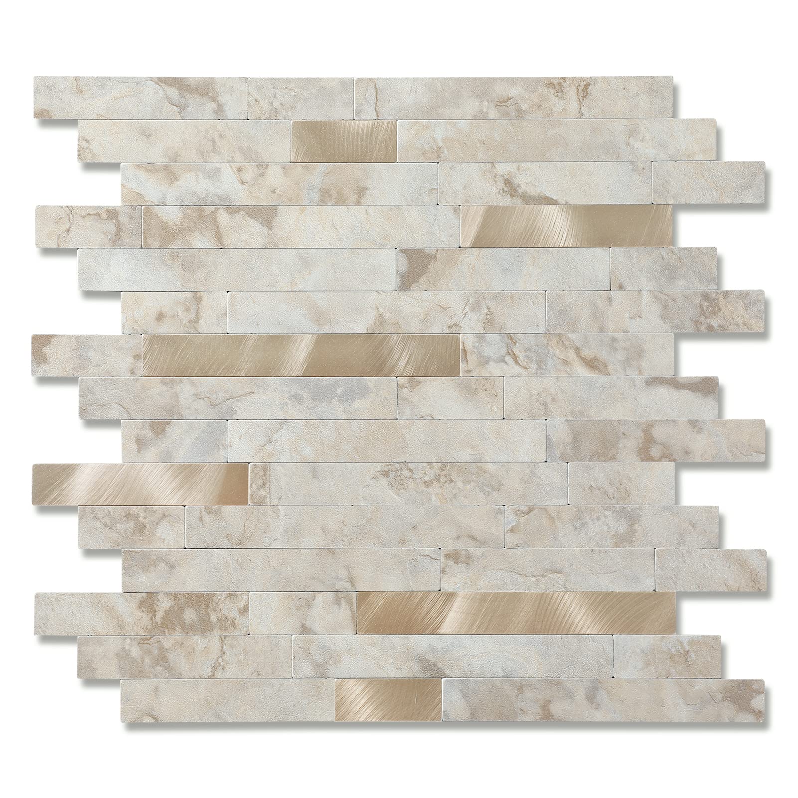 Photo 1 of 1 - Sheet Peel and Stick Backsplash Wall Tile, PVC Kitchen Backsplash, Stick on Tiles for Backsplash Kitchen (12'' X 12'', Beige Stone Ecru)