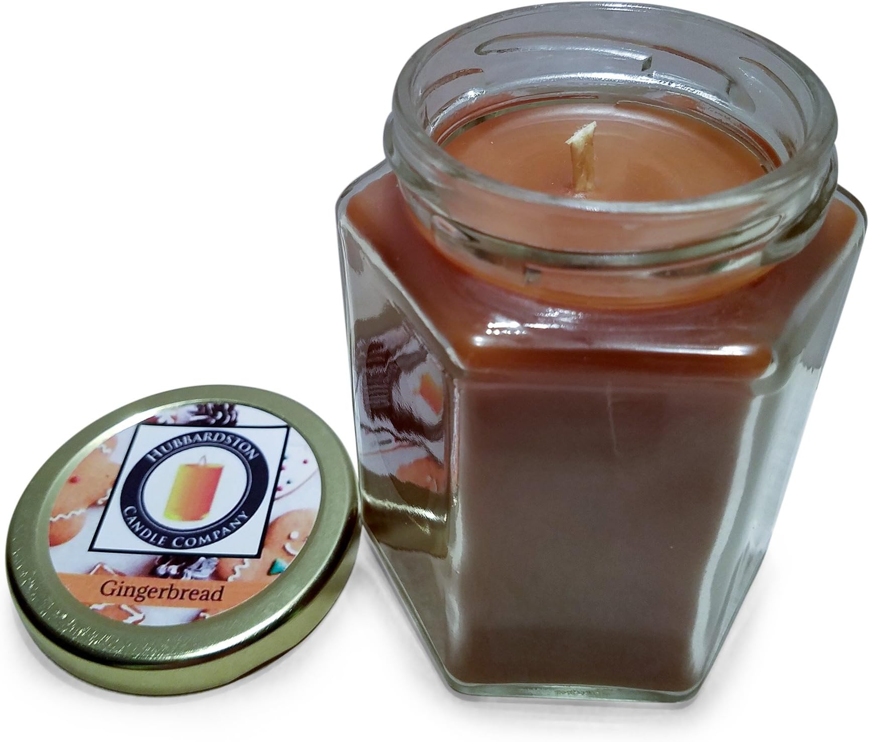 Gingerbread Scented 100% Beeswax Jar Candle, 8 Ounce Hand Poured by Hubbardston Candle Company