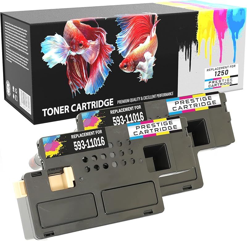 PRESTIGE CARTRIDGE 2PK Black High Capacity Toner for Dell 1250c 1350cnw 1355cn