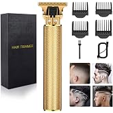 Hair Clippers for Mens Zero Gapped Cordless Hair Trimmer T-Blade Trimmer Professional Haircut &amp; Grooming Kit Rechargeable Edgers Clippers Hair Trimmer Shaver Cutting Kit with LCD Display (Gold)
