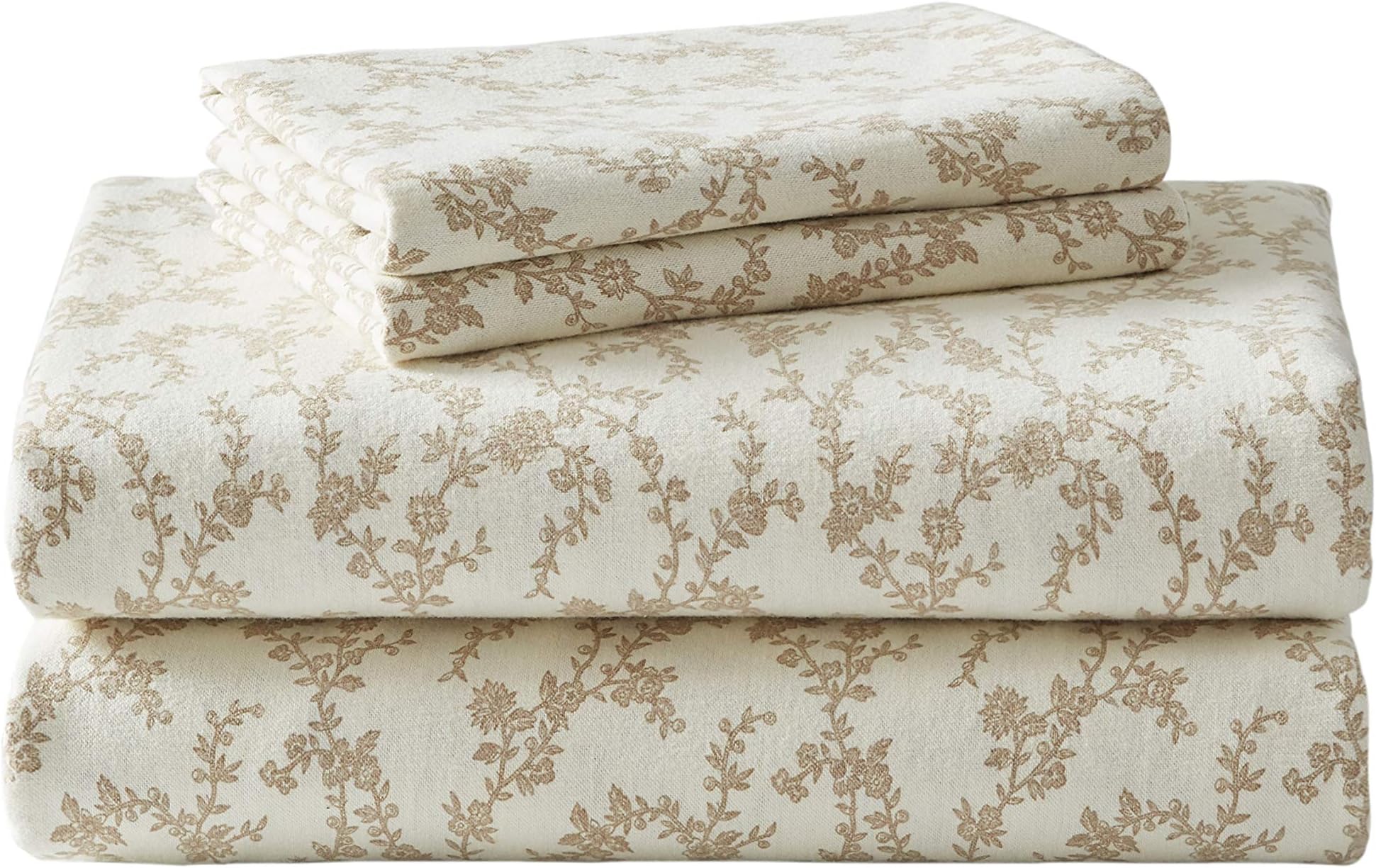 Laura Ashley Home - Full Sheets, Cotton Flannel Bedding Set, Brushed for Extra Softness & Comfort (Victoria, Full)