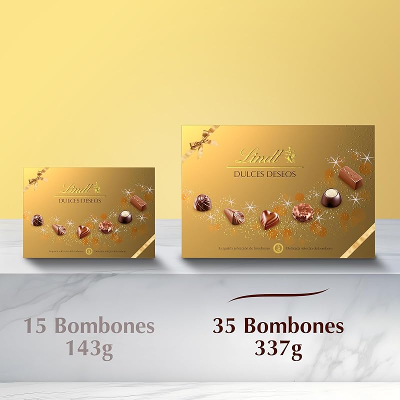 Dulces Deseos Caja de bombones de chocolate surtidos, chocolate con leche, chocolate negro, chocolate blanco, bombones para regalar, caja de bombones, 337 g