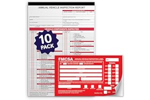 MANSATOR Annual Vehicle Inspection Report Form - 10 Pack Dot Inspection Forms and Stickers - 3ply Carbonless (8.5" x 11.4") + Fade-Resistant Permanent Adhesive Aluminum Label (6" x 3.5")