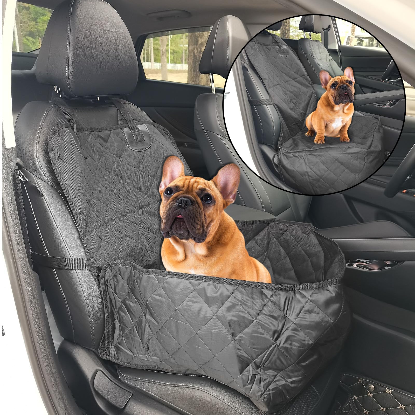 Photo 1 of nuoozy Pet Front Seat Cover, 2 in 1 Bucket Style Dog Booster for Medium Size and Small Dogs, Watertight Non-Slip Dog Car Seat Protector for Cars, Trucks, SUV Black