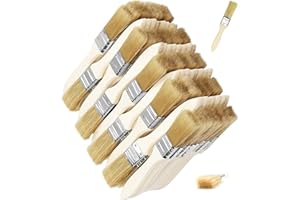 50Pack Chip Paint Brush Set 1 inch/2.54cm Natural Bristle Disposable Painting Brushes with Wooden Handles for Acrylic, Oil, P