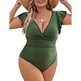Blooming Jelly Womens Tummy Control Bathing Suit One Piece Plus Size Swimsuits Lace Up Back Ruffle Swim Suits 2026