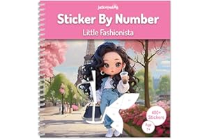 jackinthebox Sticker by Number Book, 12 Scenes Puzzle Paint by Sticker Book + Colouring Pages, Gifts for Birthday, Party Favor Toys for Girls, Arts & Crafts for Kids Age 7 8 9 10 - Little Fashionista