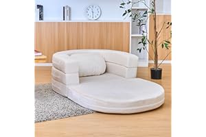 CVORTLL 3-in-1 Folding Sofa Bed with Pillow, Memory Foam Bean Bag Chair, Large Convertible Couch for Adults Play Together, Bedroom, Living Room, Apartment(Beige)
