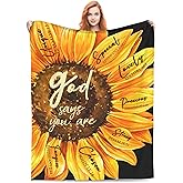 God Says You Are Sunflower Christian Religious Bible Verse Scripture PrayerPlush Throw Blankets Fleece Blanket for Couch Bed Warm Throw Blanket for Women Men Boy Girls Gift Living Room Decor
