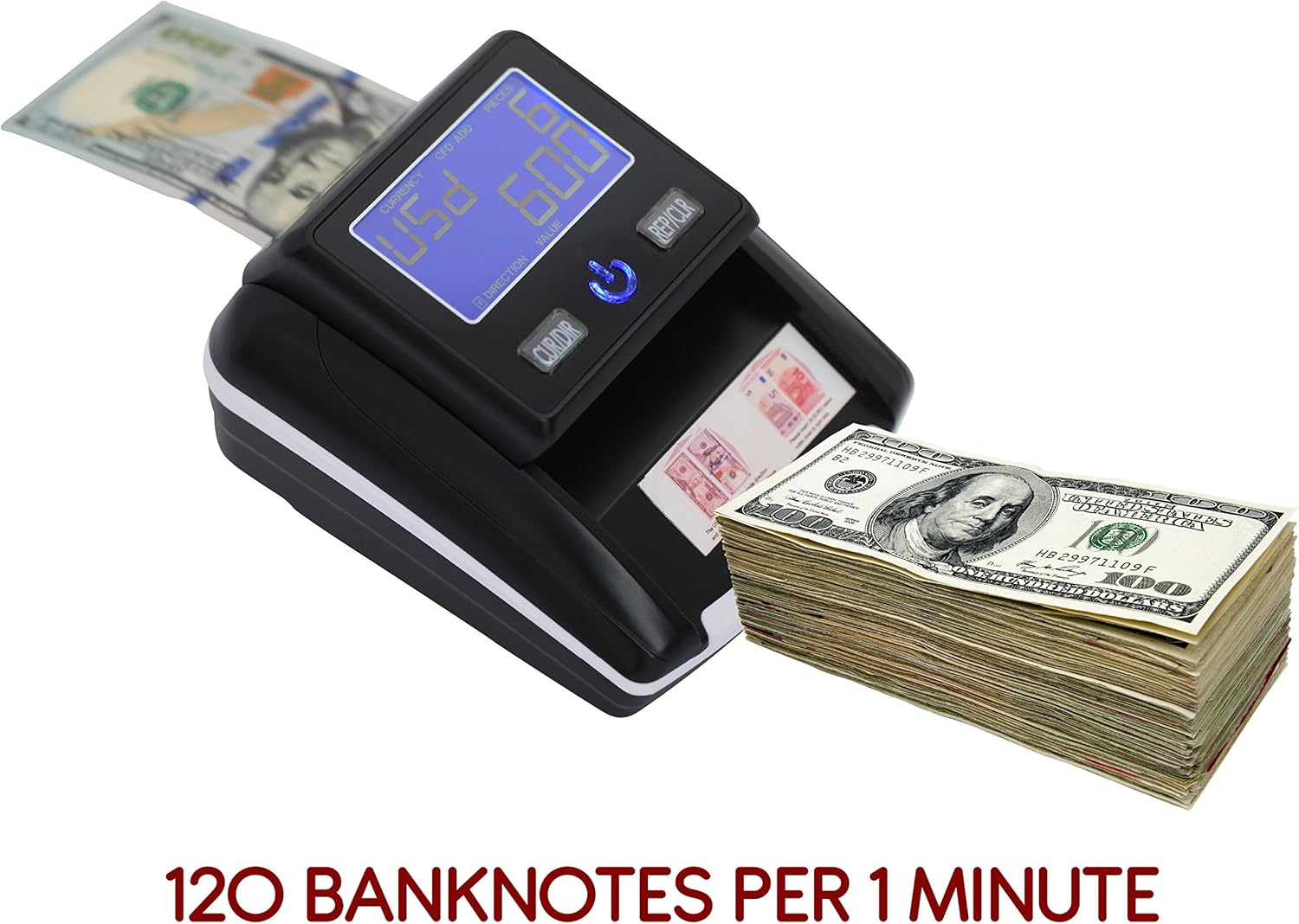 Portable 4 Way Insertion Counterfeit Bill Detector&Counter : Office Products