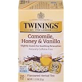 Twinings Camomile, Honey &amp; Vanilla Herbal Tea individually Wrapped Bags, 20 Count (Pack of 1), Naturally Caffeine-Free, Enjoy Hot or Iced, 20 Teabags