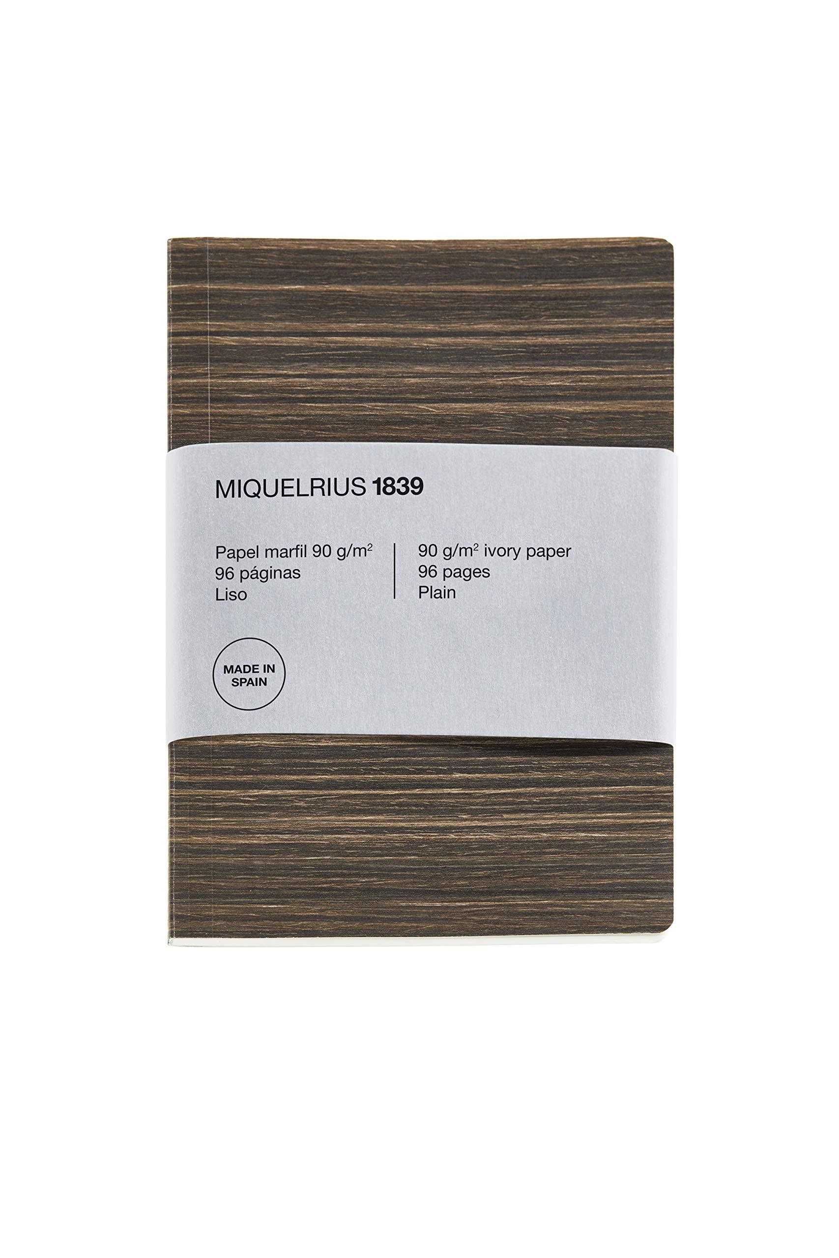 Miquelrius - Recycled Notebook, Wood-Look Paper Cover, A5 Size, 148 x 210 mm, 96 Smooth Pages of 90 g/m² Ivory, Wood Design