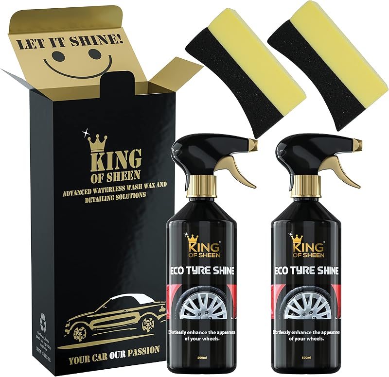 King of Sheen Eco Tyre Shine Twin Pack 2 x Tyre Black 500ml 2 x Applicator