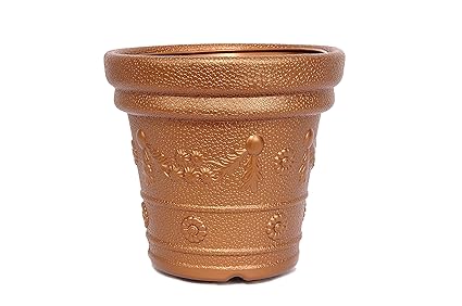 Natures Plus AV Pearl Plastic Flower Pots for Garden Planters 8 Inches Diameter(Brown, Pack of 1)