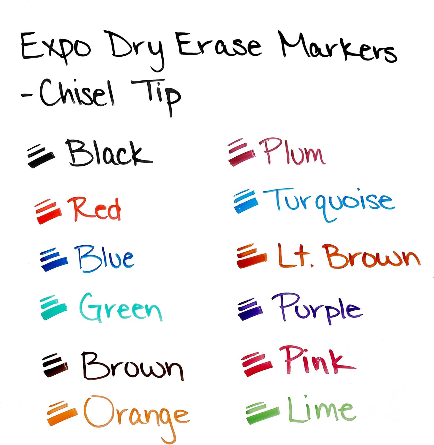 EXPO Low Odor Dry Erase Markers, Chisel Tip, Assorted Colors, 12 Count : Office Products